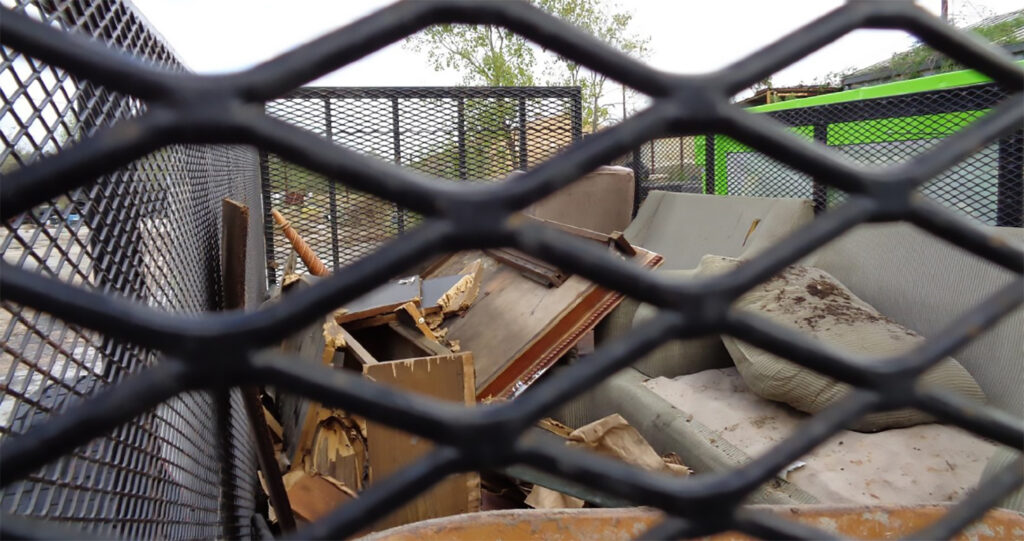 A pile of broken furniture that participants picked up.