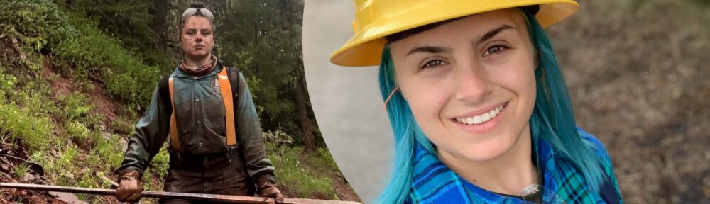 Megan, Individual Placements Coordinator, in hard hat at project site
