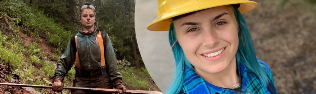 Megan, Individual Placements Coordinator, in hard hat at project site