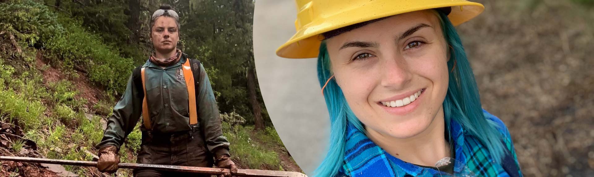 Megan, Individual Placements Coordinator, in hard hat at project site