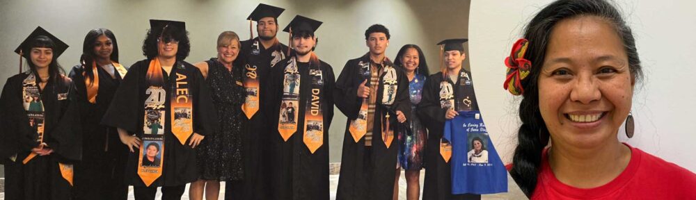 Dionne and graduates from Dionne's class.